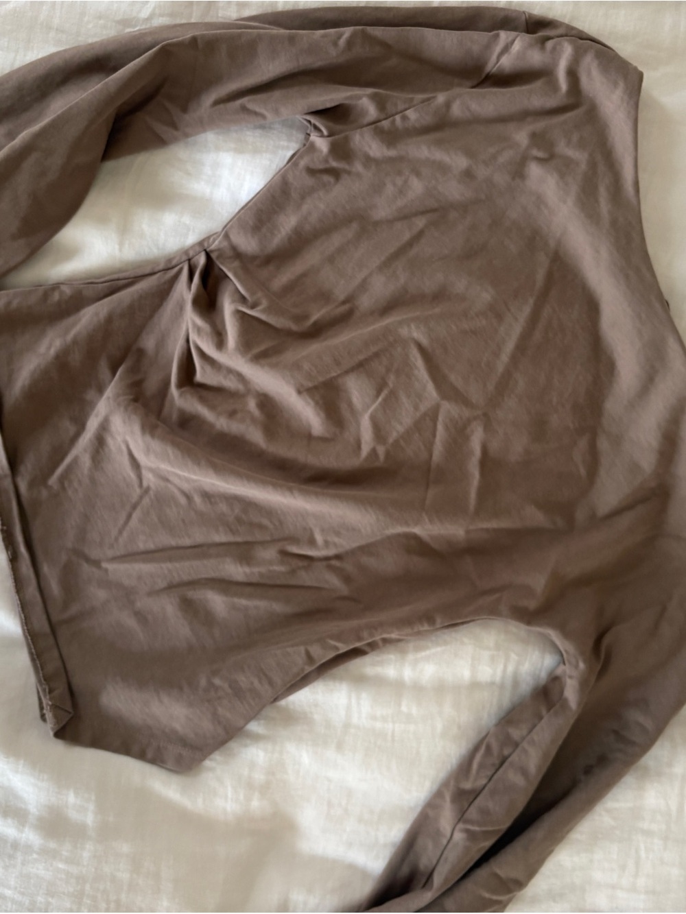 Zara Brown Long-Sleeve One Shoulder Top